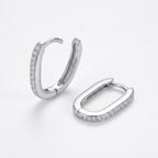 Oval Pave Hoop Earrings