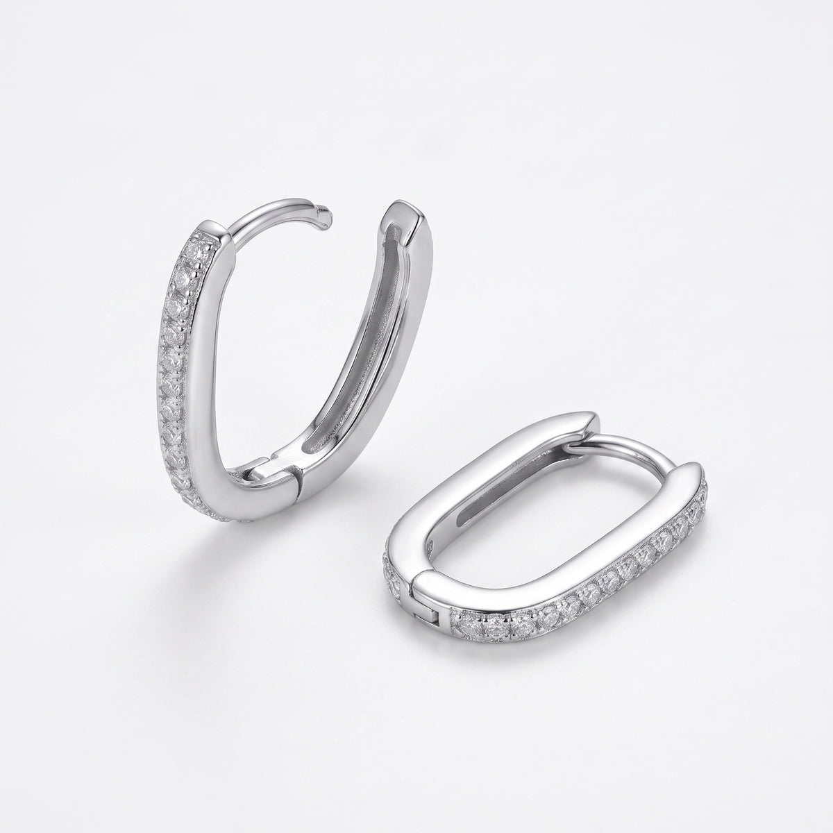 Oval Pave Hoop Earrings