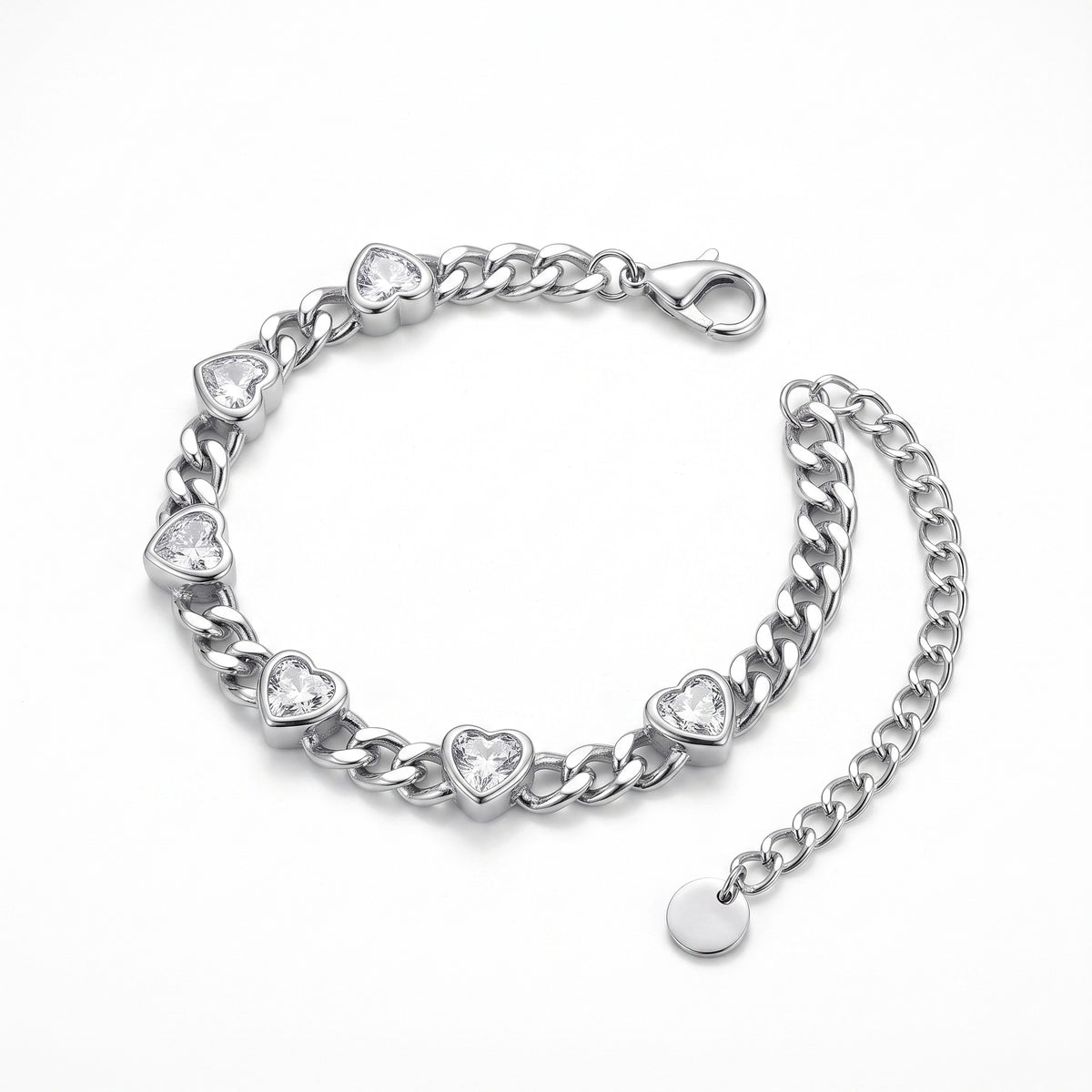 Curb Chain Bracelet with Hearts
