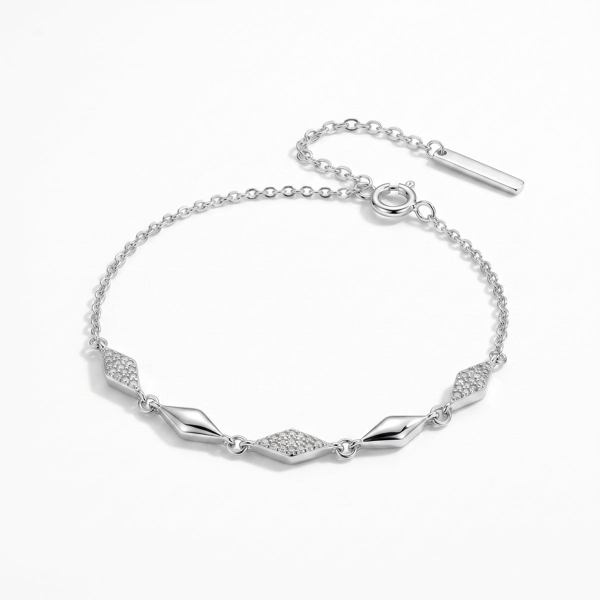 Diamond Link Charm Bracelet