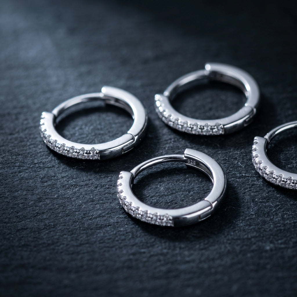 Pave Huggie Hoop Earrings