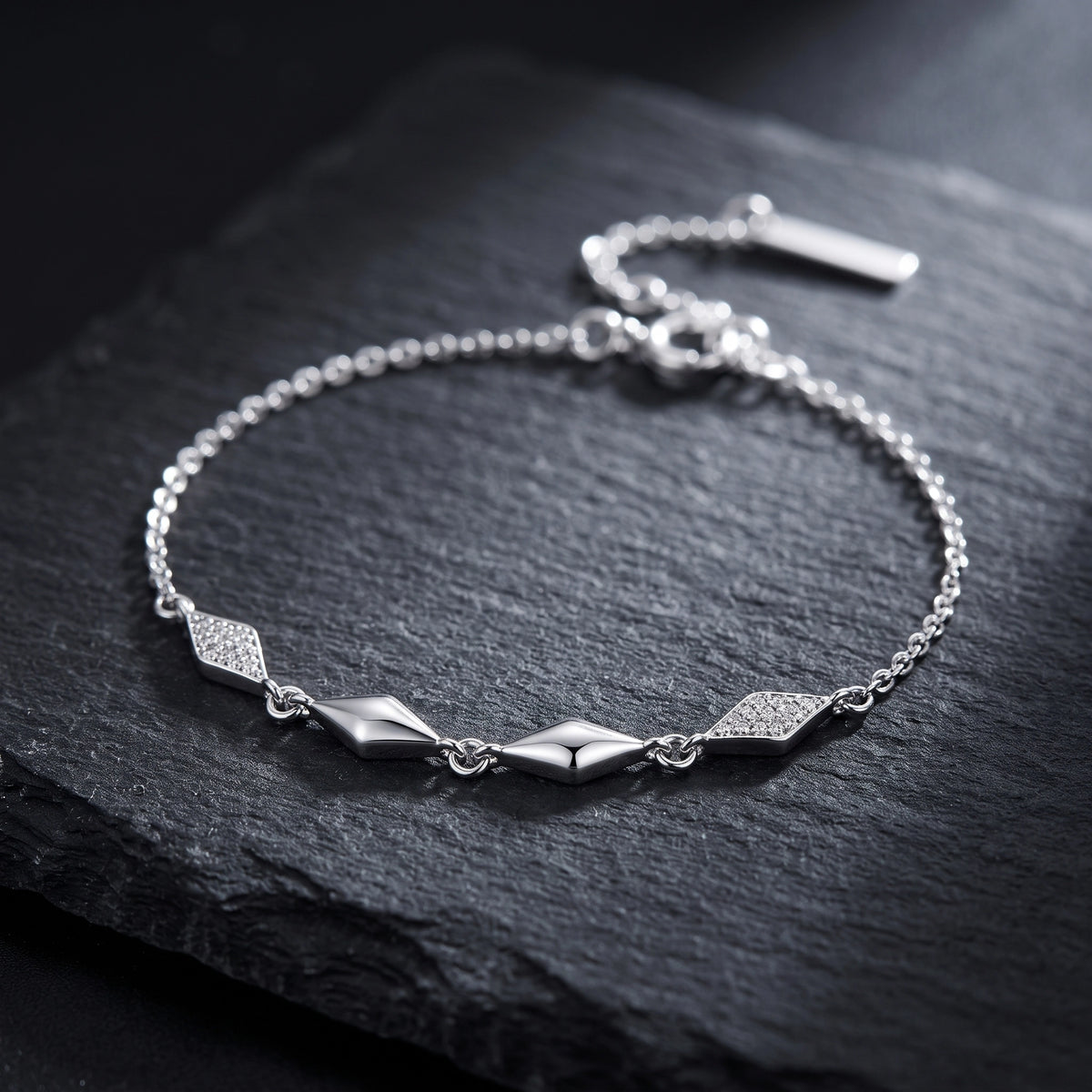 Diamond Link Charm Bracelet