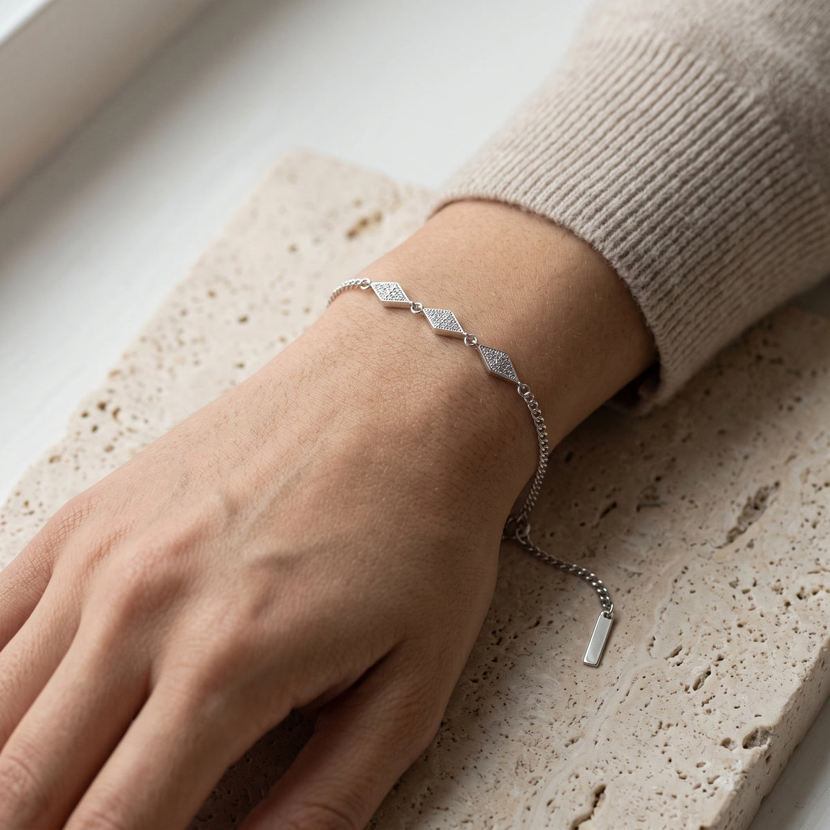 Diamond Link Charm Bracelet