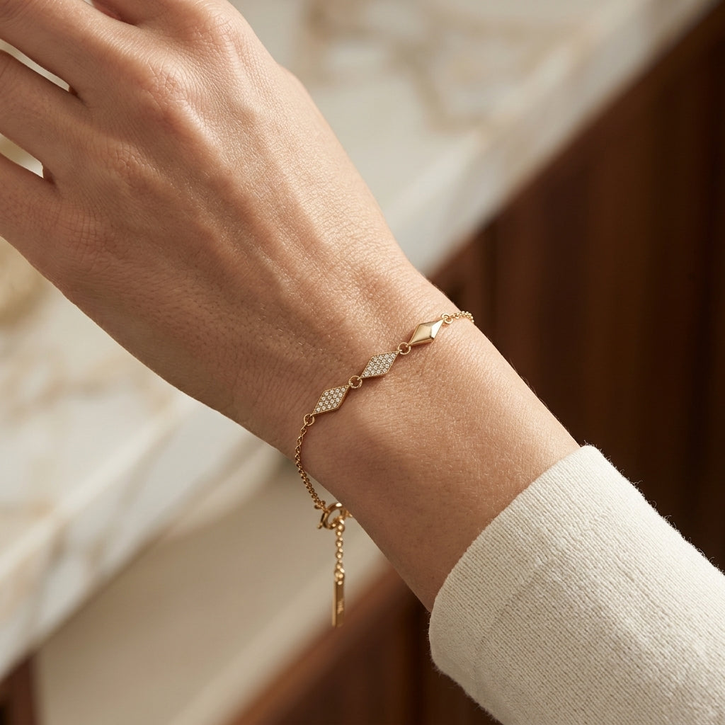 Diamond Link Charm Bracelet