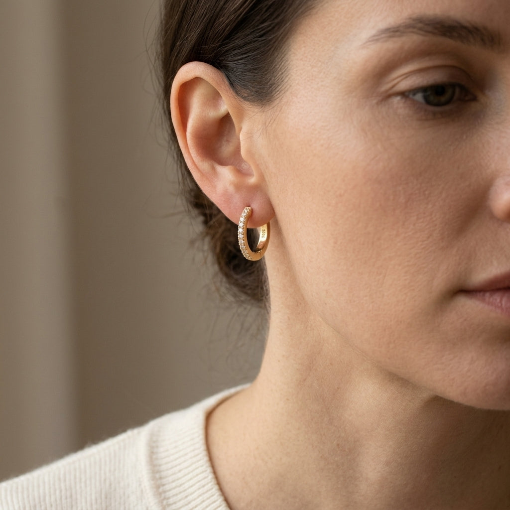 Pave Huggie Hoop Earrings